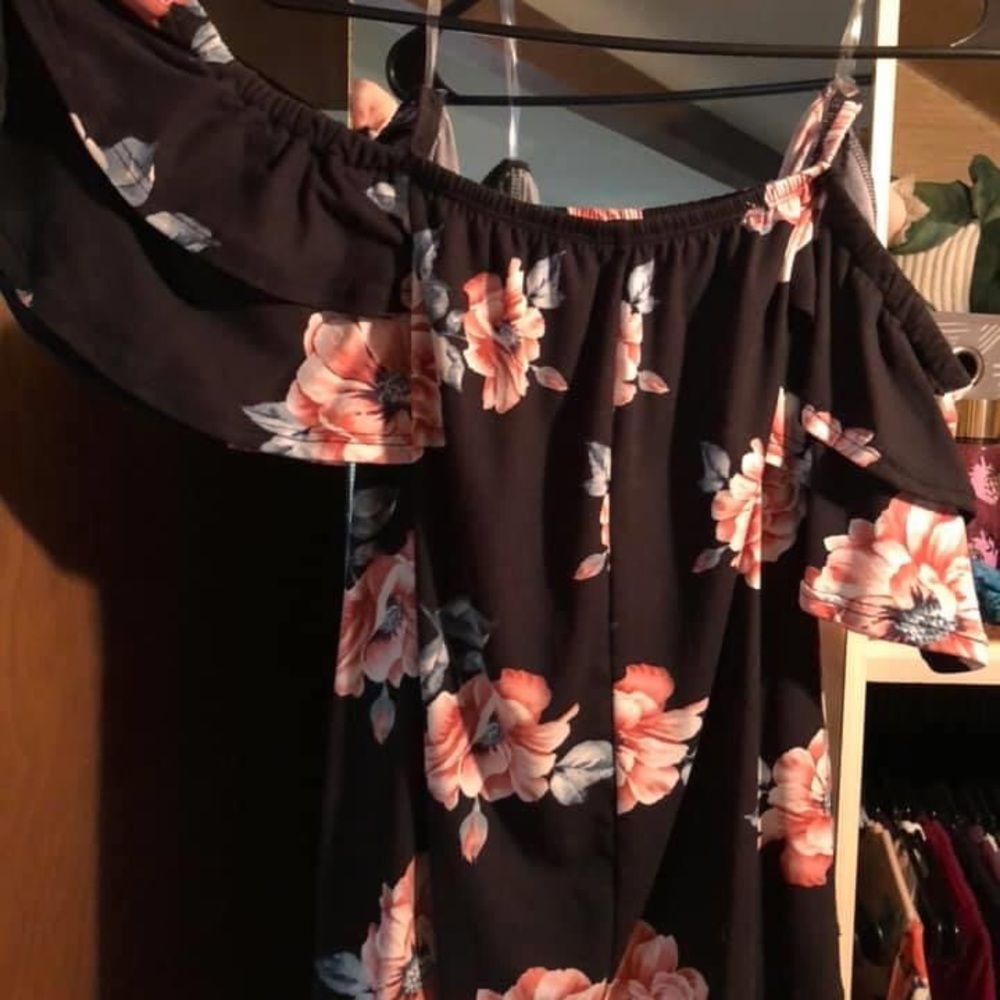 Black floral shirt